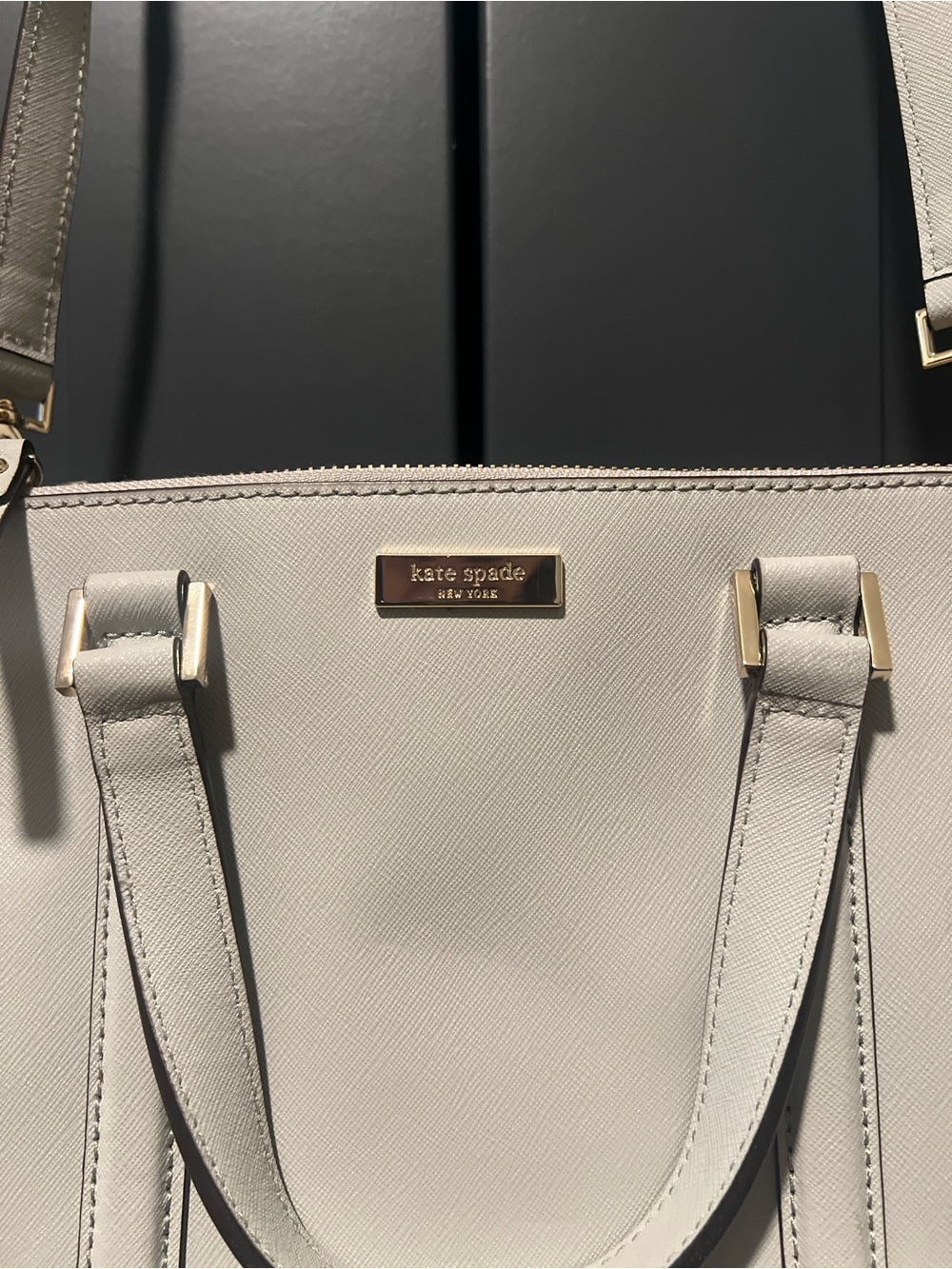 NWOT Kate Spade Saffiano Newbury Lane satchel/crossbody bag light gray - Picture 2 of 12
